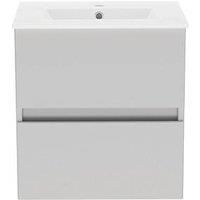 Newland 500mm Double Drawer Ceramic Basin Unit - Pearl Grey