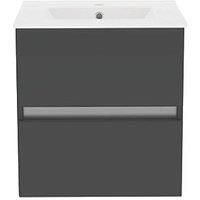 Newland 500mm Double Drawer Ceramic Basin Unit - Midnight Mist