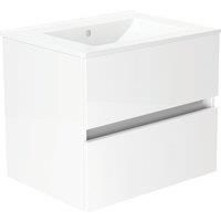 Newland 600mm Double Drawer Ceramic Basin Unit - White Gloss