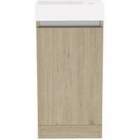 Newland 400mm Single Door Ceramic Basin Unit - Natural Oak