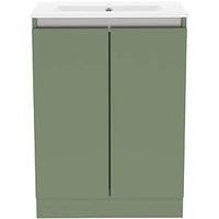Newland 600mm Double Door Ceramic Basin Unit - Sage Green