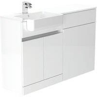 Be Modern Botanica Gloss White Left Hand 1260mm Freestanding Vanity & Toilet Pan Unit with Basin Modular Combination