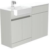 Be Modern Botanica Pearl Grey Left Hand 1260mm Freestanding Vanity & Toilet Pan Unit with Basin Modular Combination