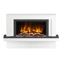 Be Modern Pryzm Vardo Electric Timber Fireplace 53" & Nightfall with Plinth in Ice White