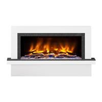 Be Modern Pryzm Vardo Electric Timber Fireplace 57" & Nightfall with Plinth in Ice White