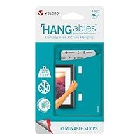 VELCRO Brand | HANGables Picture Hanging Strips | 1 Pack of 4 Sets | Damage Free Picture Hanging for Pictures, Mirrors, Wall Décor | White | 4 Strips Holds up to 7.5kg/1 Picture