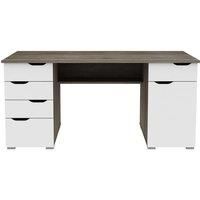 Alphason Kentucky Dark Oak Effect Desk with White Gloss Drawer Fronts