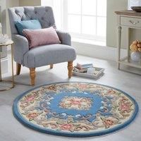 Lotus Premium Aubusson Circle Rug Blue