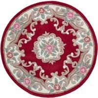 Lotus Premium Aubusson Circle Rug Red