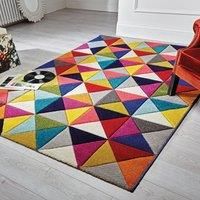 SMALL LARGE VIBRANT FUNKY MULTI COLOURED GEOMETRIC SOFT PILE MODERN SPECTRUM RUG