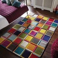 SMALL LARGE VIBRANT FUNKY MULTI COLOURED GEOMETRIC SOFT PILE MODERN SPECTRUM RUG
