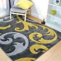 Modern HandCarved Geometric Pattern Abstract Floral Designer Easy Clean Area Rug