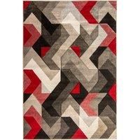 Flair Rugs Aurora Hand Carved Rug, Grey/Red, 120 x 170 Cm