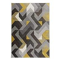 Flair Rugs Aurora Hand Carved Rug, Grey/Ochre, 120 x 170 Cm