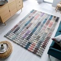 Flair Rugs Moda Archer 100% Wool Rug, Multi, 120 x 170 Cm