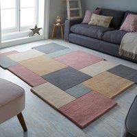 Collage Wool Rug Pink, Grey and Brown