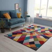 SMALL LARGE VIBRANT FUNKY MULTI COLOURED GEOMETRIC SOFT PILE MODERN SPECTRUM RUG