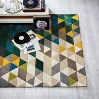 Green Illusion Geometric Prism Rug Green/Blue/Yellow
