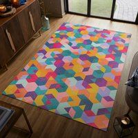 Match Axel Geo Washable Rug MultiColoured