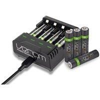 Venom Rechargeable AAA Batteries plus Charging Dock - Includes 4 x AAA 800mAh 1.2V Rechargeable Batteries