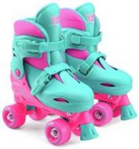 Xootz Kids Quad Skates, Beginner Adjustable Roller Skates Girls, Pink/Blue