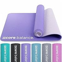 Core Balance Yoga Mat 6mm Thick TPE Foam Double Layer Non Slip Exercise Fitness Pilates With Strap (Lilac Blush)