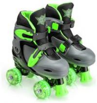 Xootz Roller Skates, Kids Adjustable Quad Skates for Beginners, with Light Up LED Wheels, Multiple Colours and Sizes, Ages 5+