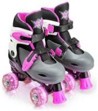 Xootz Roller Skates, Kids Adjustable Quad Skates for Beginners, with Light Up LED Wheels, Multiple Colours and Sizes, Ages 5+
