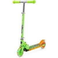 Xootz Wild Rider LED Scooter | Green Tiger Folding Light Up Scooter with LED Deck, Green and Orange, for Kids Ages 5+