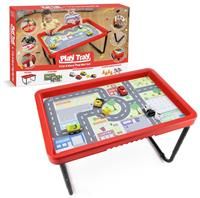 PlayTray Activity Table with Play Mat Set, Kids Sensory Play Tray, City and Race Theme Play Mat Set, Kids Messy Play Tray