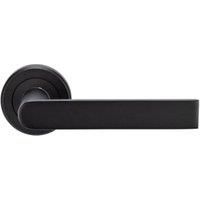 Serozzetta Edge Lever on Concealed Fix Round Rose Door Handle - Matt Black