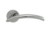 Caldew Door Handles on Round Rose - Polished Chrome