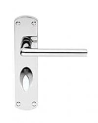 Eden Door Handles on Back Plate - Bathroom (57mm c/c) - Polished Chrome