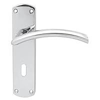 Caldew Door Handles on Backplate - Lock (57mm c/c) - Polished Chrome