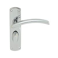 Caldew Door Handles on Back Plate - Bathroom (57mm c/c) - Polished Chrome