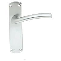 Liddel Door Handles on Backplate - Latch - Satin Chrome