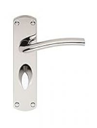 Liddel Door Handles on Back Plate - Bathroom (57mm c/c) - Polished Chrome