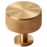 SATIN BRASS Cupboard Handles Knob KNURLED T Bar Cabinet Door Pull Handles & Knob