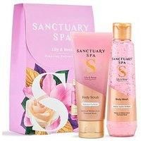 SANCTUARY Spa Lily & Rose Bodycare Duo – Luxury Body Wash & Scrub Gift Set for Women – Floral Skincare Pamper Gift, Ideal for Birthday, Christmas & Self Care