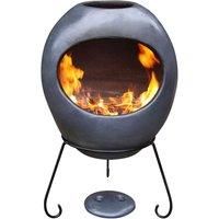 Gardeco Ellipse Mexican Clay Chimenea Fire Pit Bowl Garden Heater Oval Grey XL