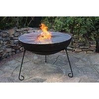Gardeco Extra-Large Kadai Real Fire Pit 80Cm Dia Inc. Stand And Bbq Grill