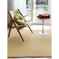 Sisal Kitchen Sage Beige Bordered Rugs in Linen Non Slip Flatweave Cotton Carpet