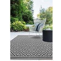 Asiatic Carpets Patio Flatweave PAT12 Diamond Black Durable Polypropylene Rug