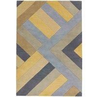 Reef Motif Rug RF01 Ochre Grey Yellow Modern Large Living Room Bedroom Wool Rug