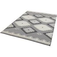 Monty Tribal Geometric Design Indoor Outdoor Rug in Black Cream and Natural (Black/Cream, 160x230cm (5/'3"x7/'7"))