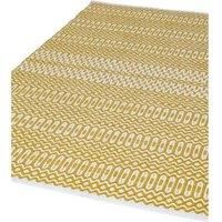 Halsey Indoor/Outdoor Mustard & White Geometric Patterned Rug - 200x290cm