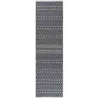 Halsey Indoor/Outdoor Black & White Geometric Runner Rug - 66x240cm