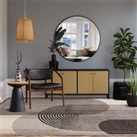 Muse Modern Retro Geometric Stripes Orange, Grey Black and Blue Multi Bright Colours Rug (Grey, 80x150cm (2/'6"x5/'0"))