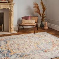 Latitude Vive Massey Azin Cream/Yellow/Blue Rug Blue Rectangle 120 x 170cm