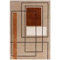 Reef Outline Rug RF20 Terracotta Geometric Modern Living Room Bedroom Wool Rug